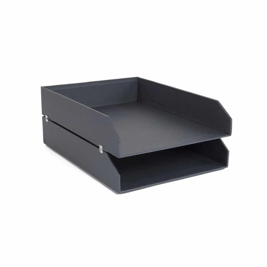 Hakan Letter Tray- Two Trays- Dark Grey