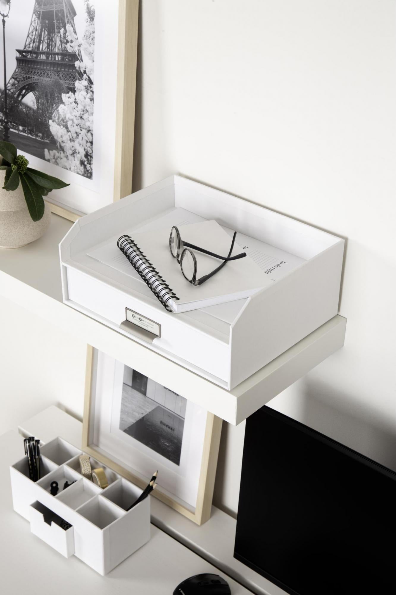 Walter- Letter Tray With Drawer - White