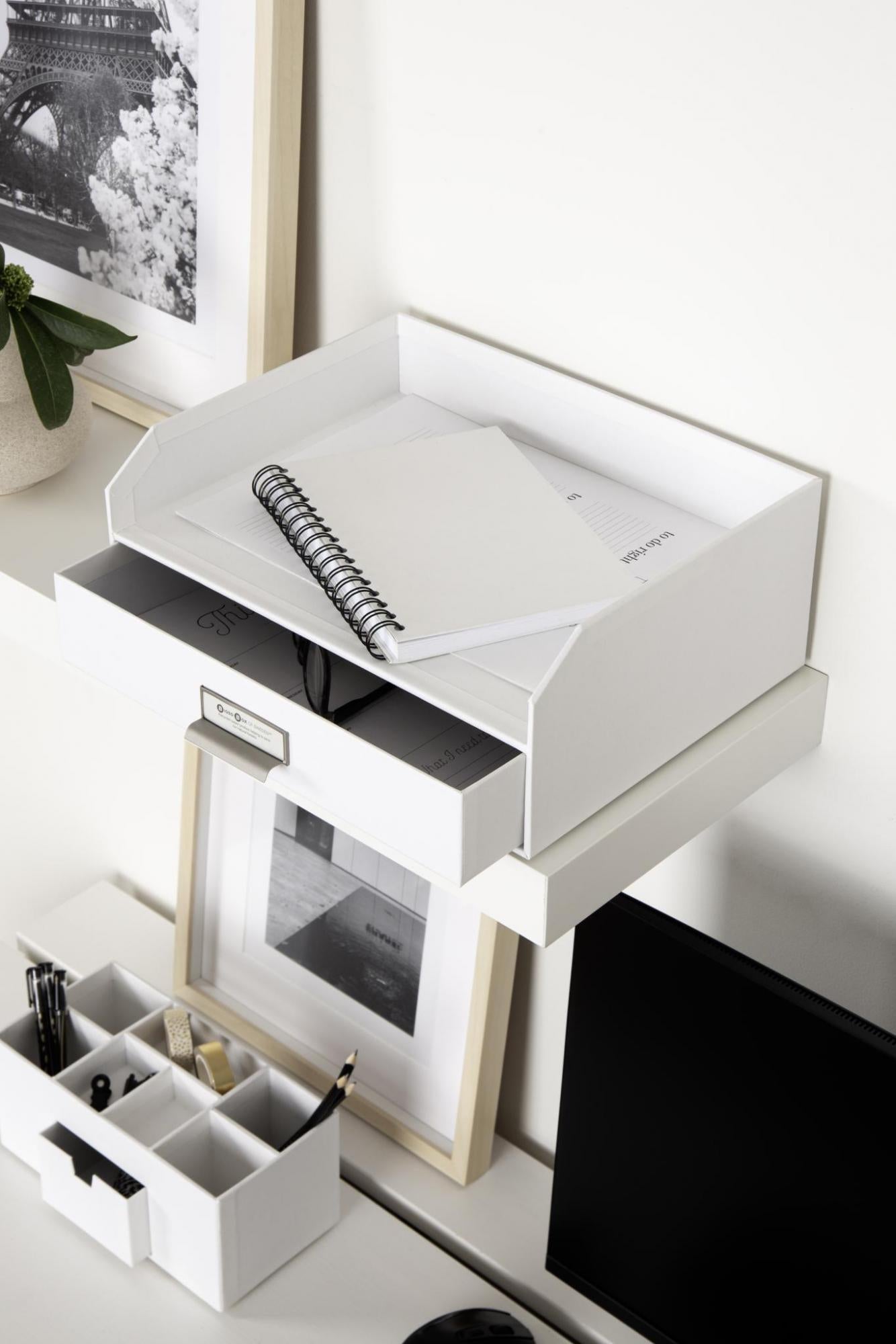 Walter- Letter Tray With Drawer - White