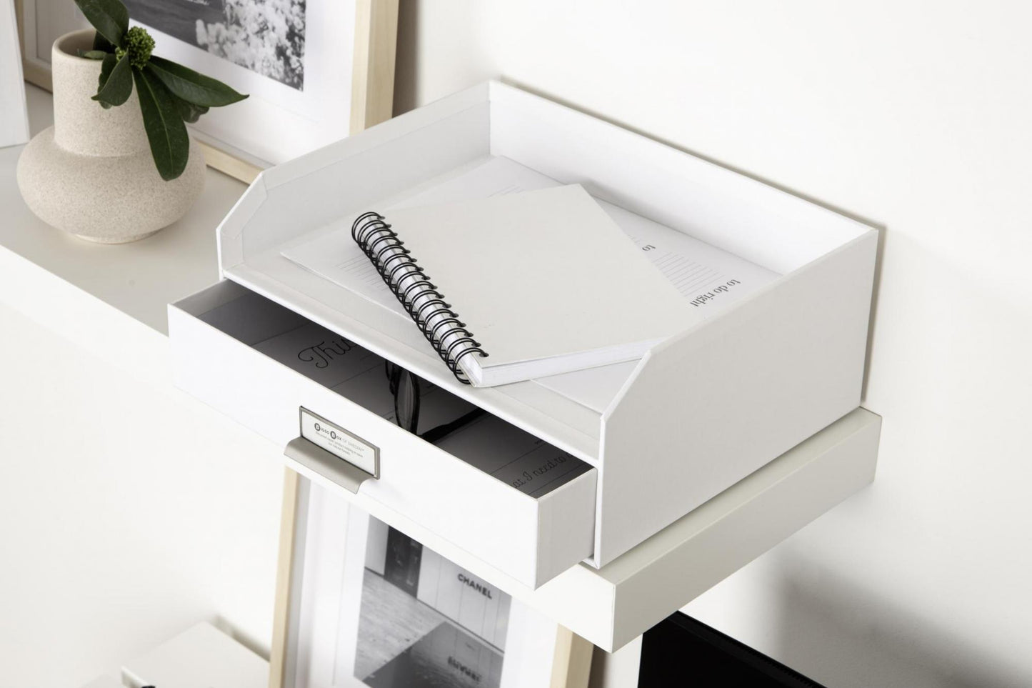 Walter- Letter Tray With Drawer - White