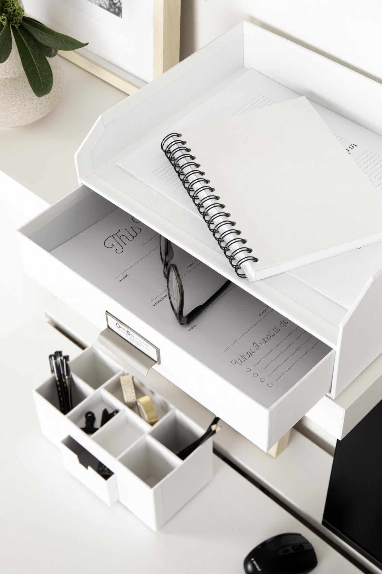 Walter- Letter Tray With Drawer - White