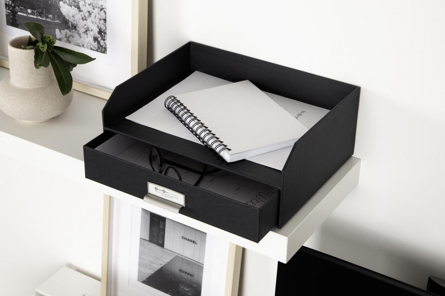 WALTER- Lettertray With Drawer-Dark Grey