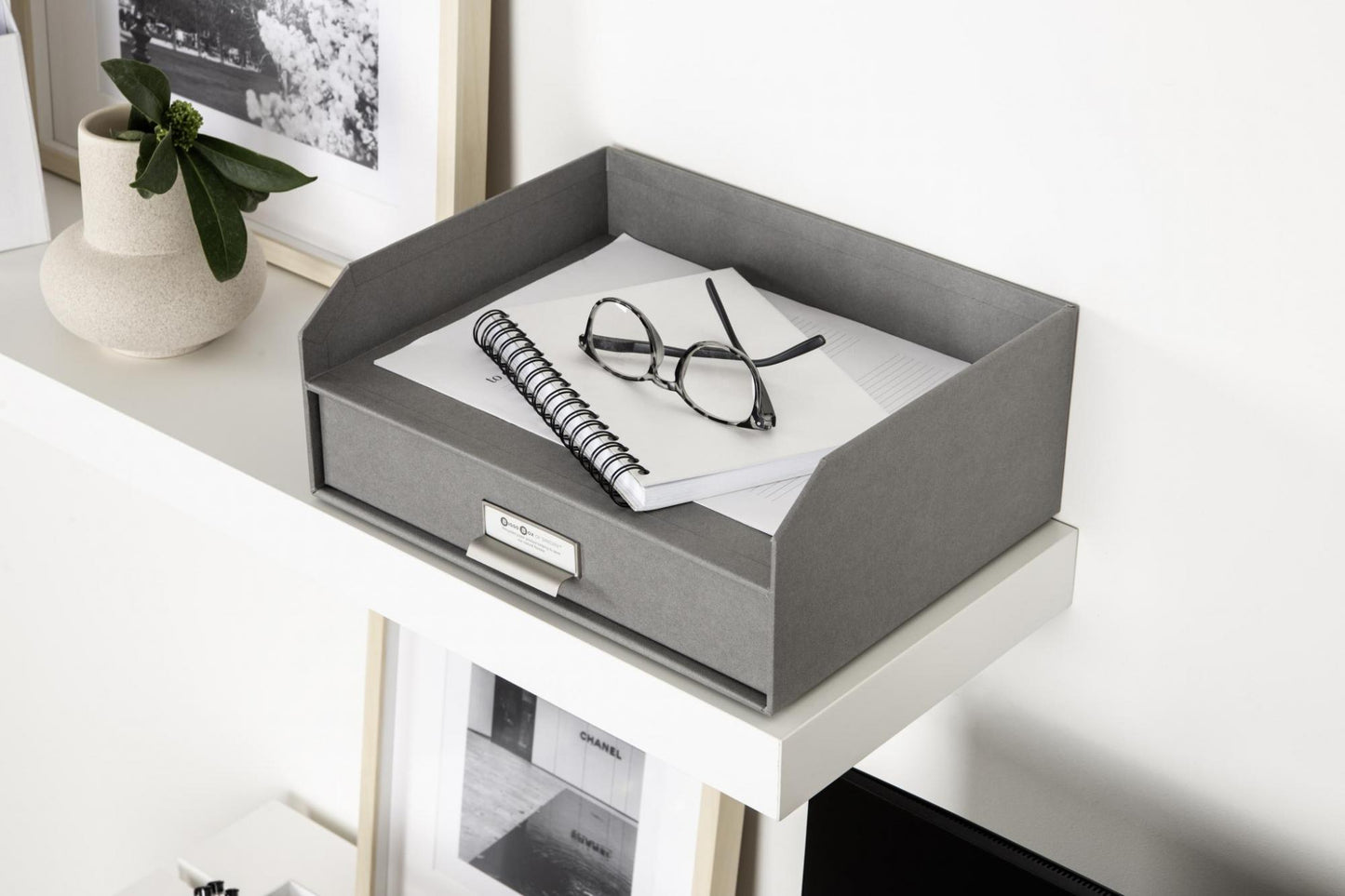 Walter- Letter Tray With Drawer- Grey