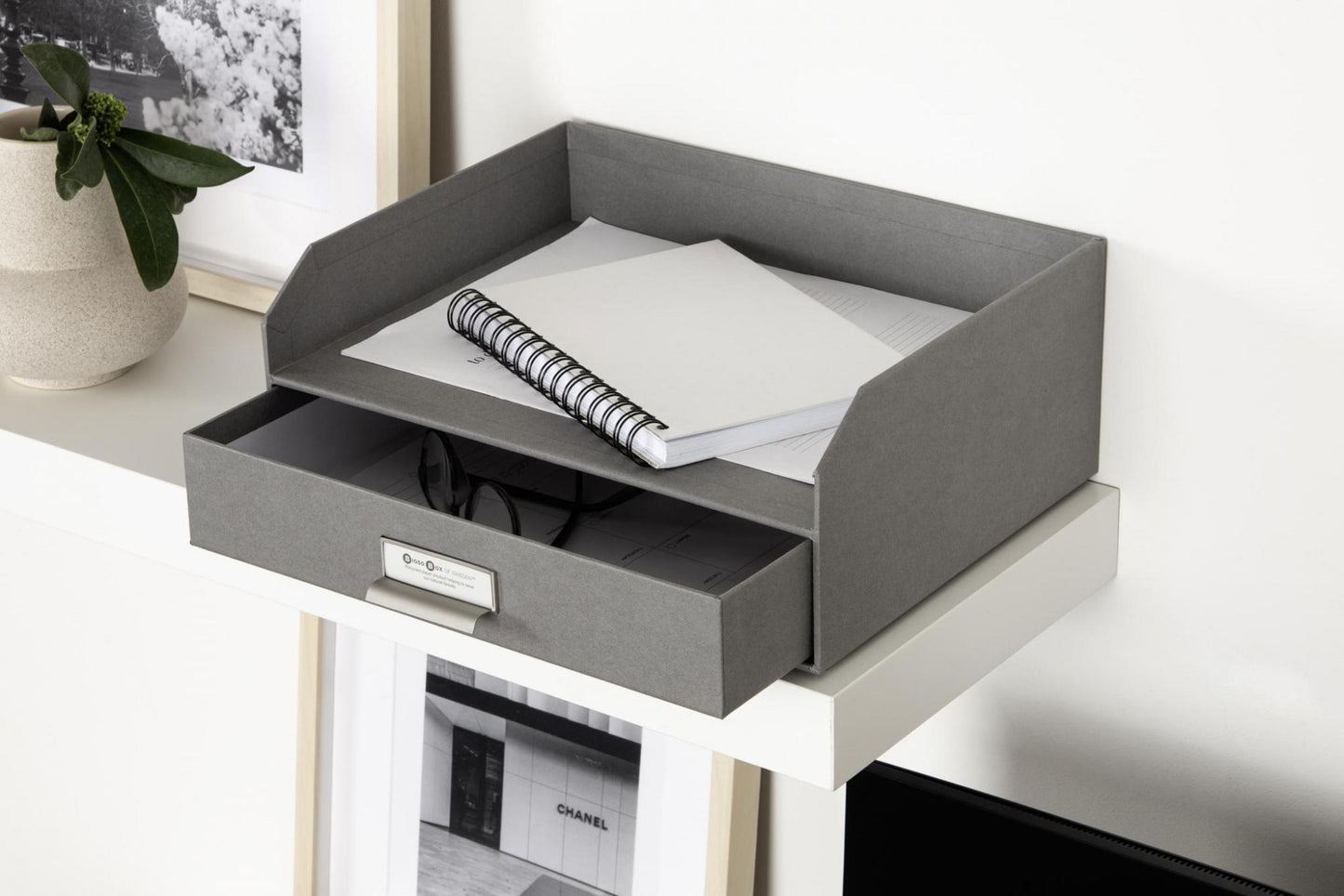 Walter- Letter Tray With Drawer- Grey