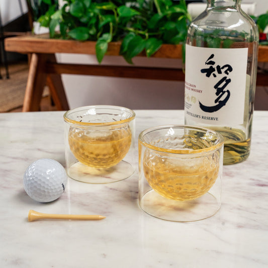 Golf Ball Whiskey Glasses- Set of 2