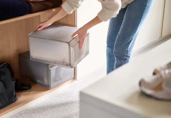 ShoeCase 2-piece Grey Shoe Storage Box