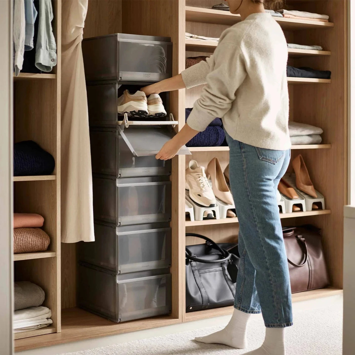 ShoeCase 2-piece Grey Shoe Storage Box