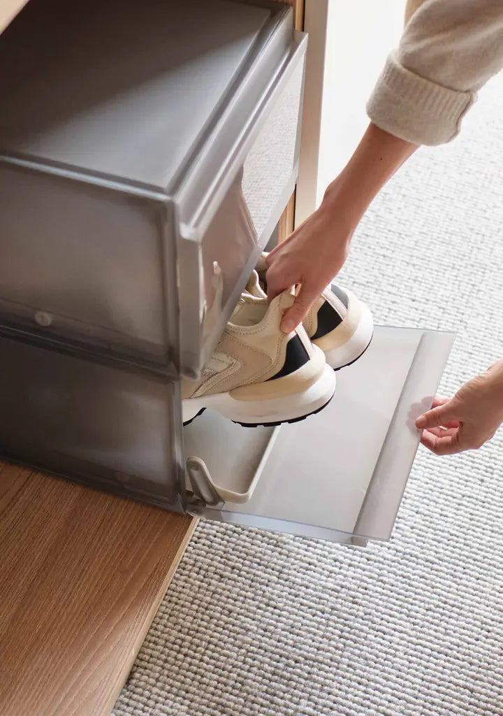 ShoeCase 2-piece Grey Shoe Storage Box