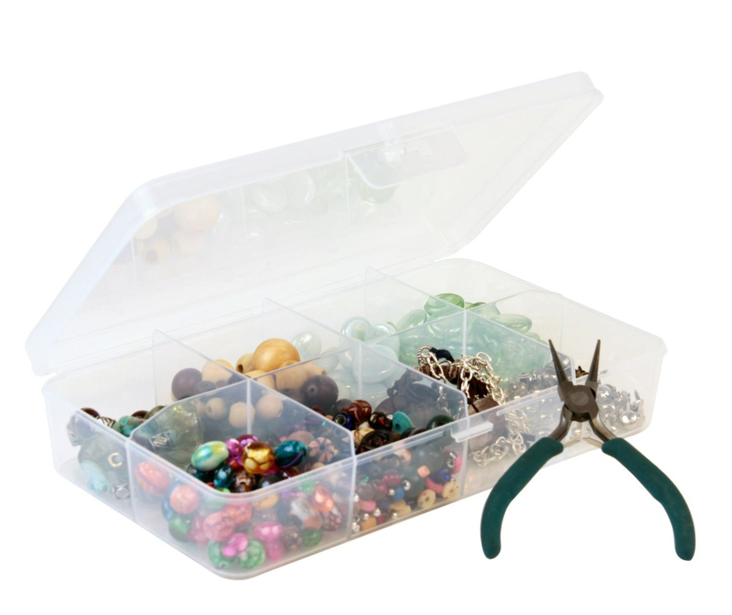 Q-Line Storage Box - 8 Compartments - Transparent