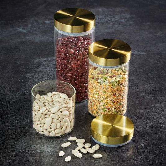 MasterClass Airtight Glass Food Storage Jar with Brass Lid