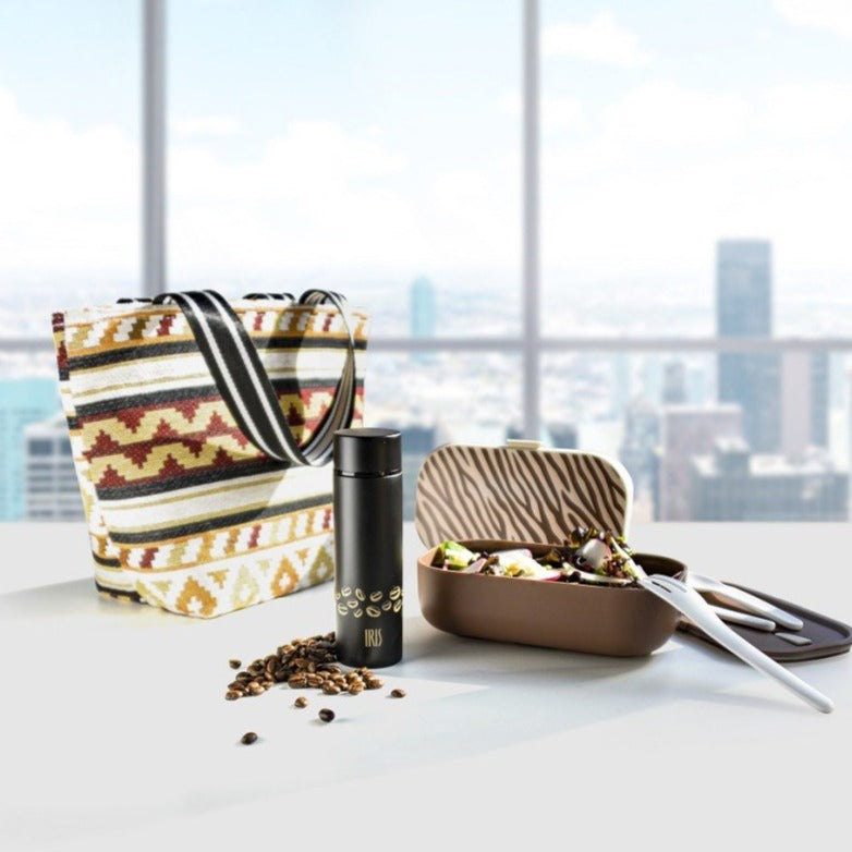 Lunchbox With Cutlery 1.35L - Zebra Brown