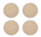 Natural Elements Set of 4 Woven Hessian Placemats with Pom Pom Decorations - 38cm