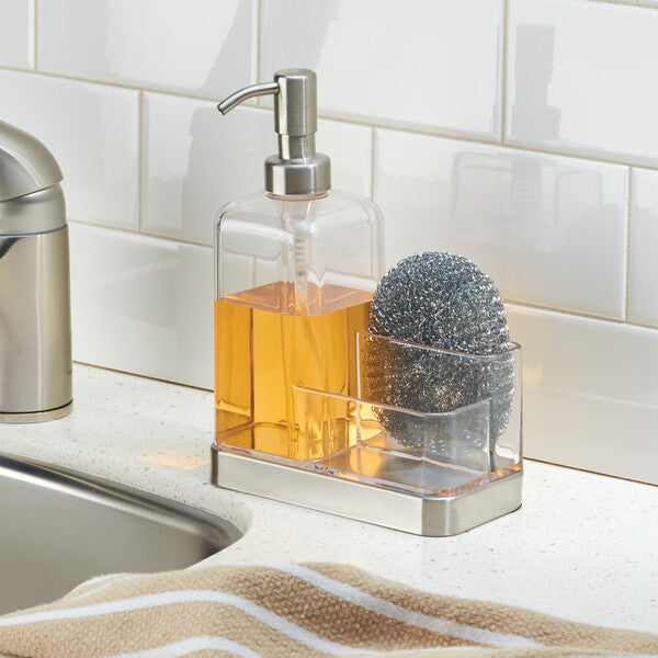 Forma Soap & Sponge Caddy - Stainless Steel/Clear