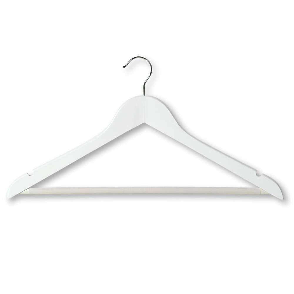 Shaped Wooden Hangers - White - 6 Pack