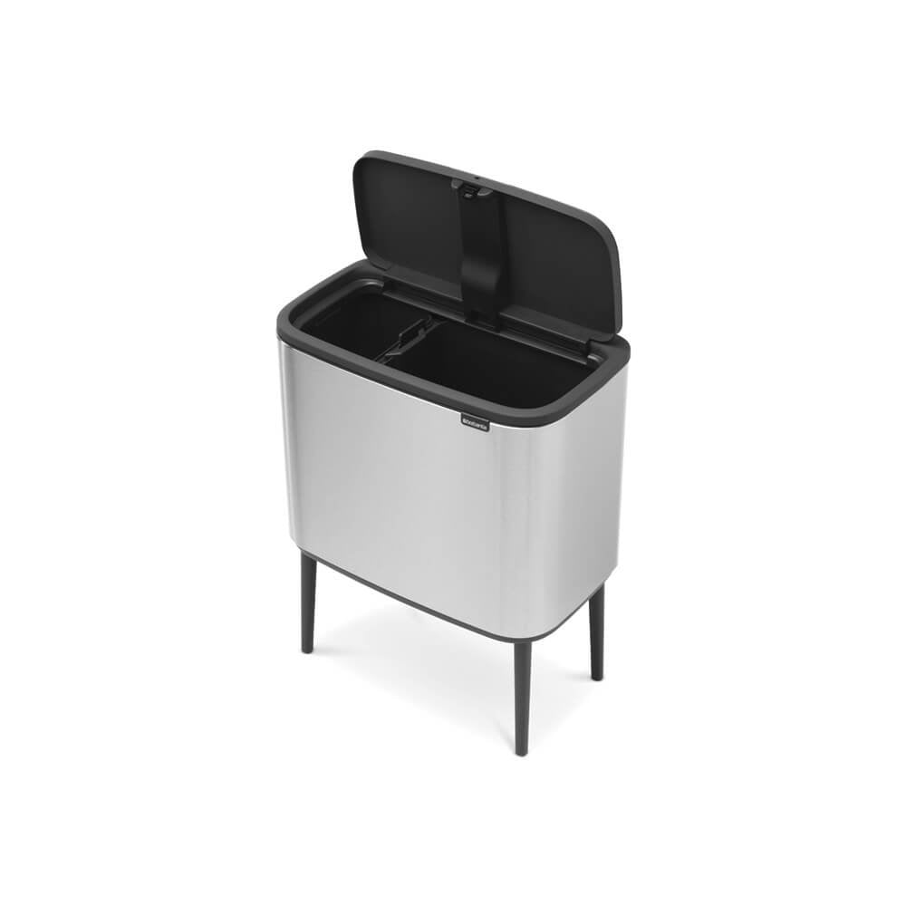 Bo Touch Bin With 2 Inner Buckets 11+23L Matt Steel - The Organised Store