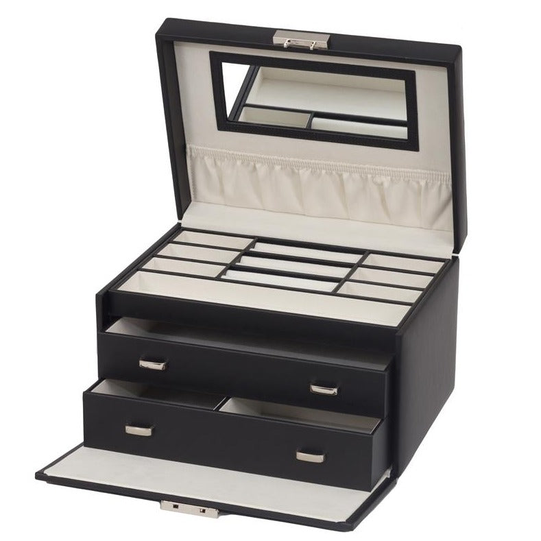 Sharon Black Bonded Leather Jewellery Box