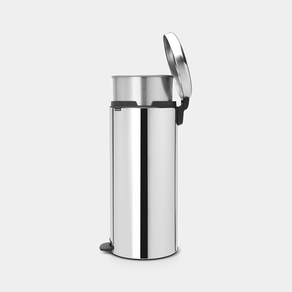 Pedal Bin 30L Matt Steel or Brilliant Steel - The Organised Store