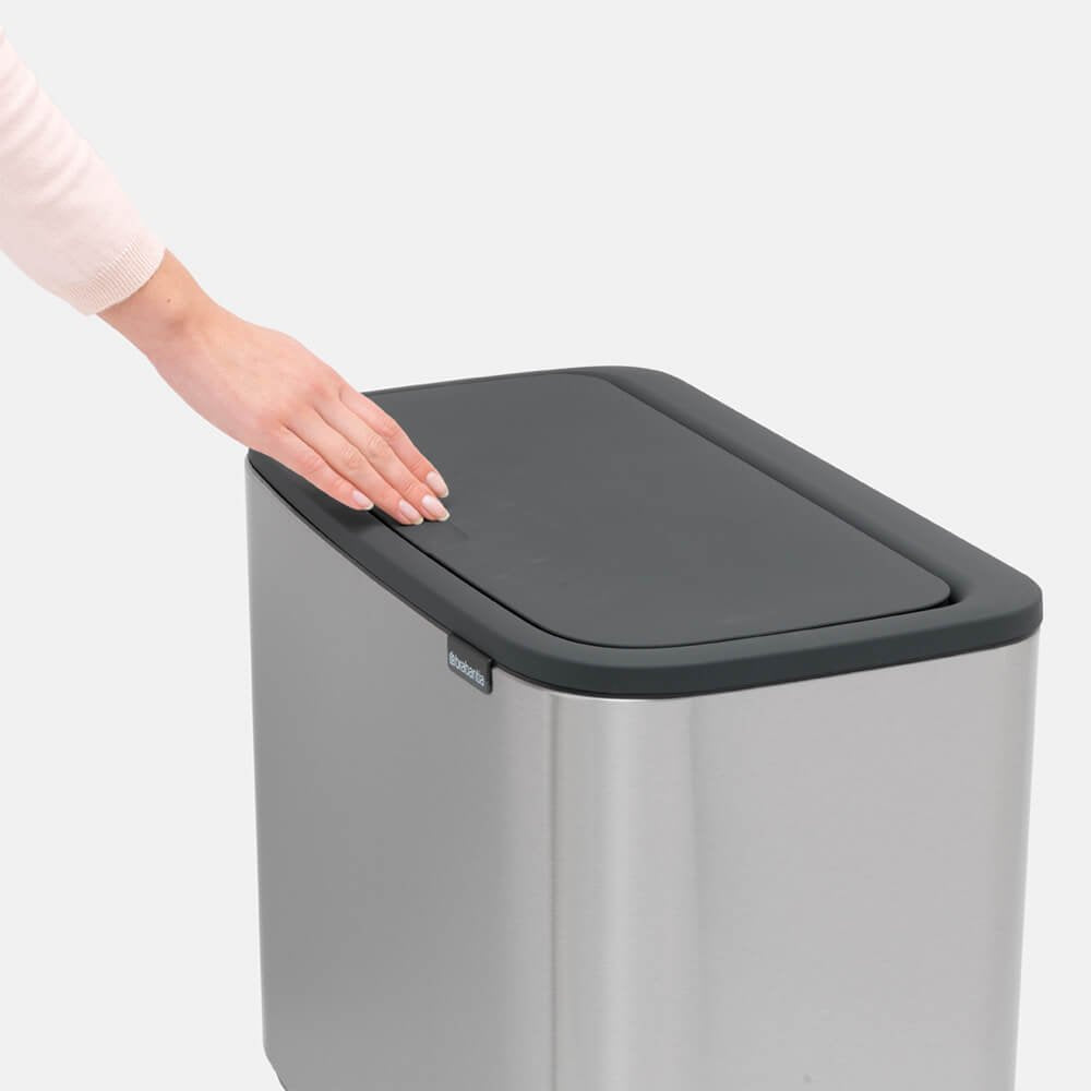 Bo Touch Bin With 2 Inner Buckets 11+23L Matt Steel - The Organised Store