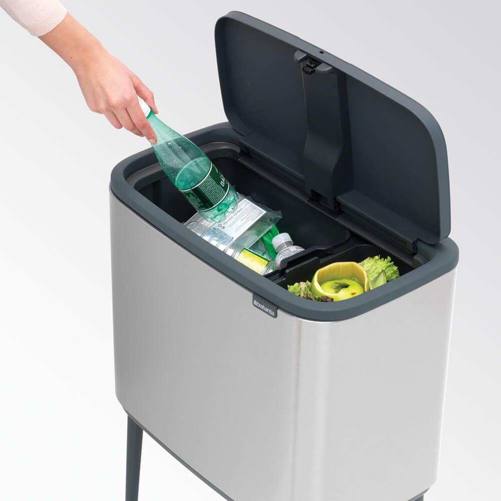 Bo Touch Bin With 2 Inner Buckets 11+23L Matt Steel - The Organised Store