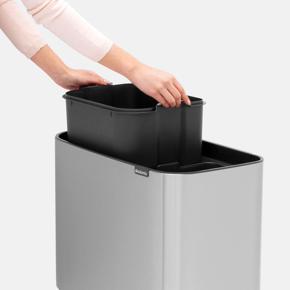 Bo Touch Bin With 2 Inner Buckets 11+23L Matt Steel - The Organised Store