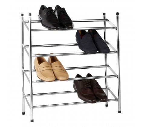 Chrome 4 Tier Extendable Shoe Rack