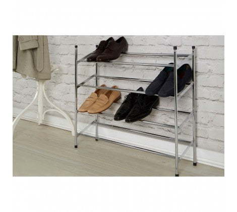 Chrome 4 Tier Extendable Shoe Rack