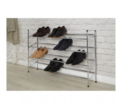 Chrome 4 Tier Extendable Shoe Rack