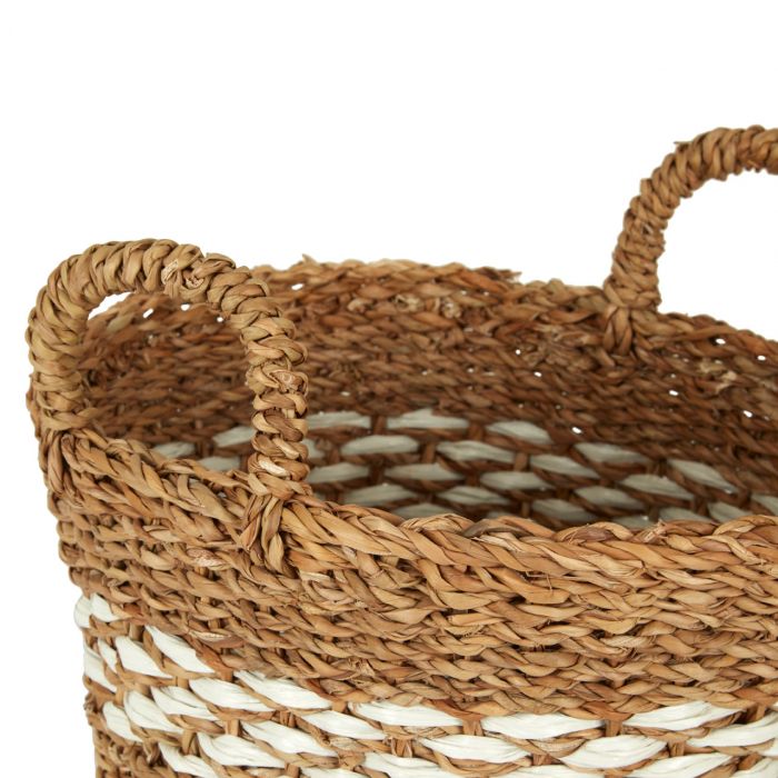 Round Seagrass Basket with White Bottom