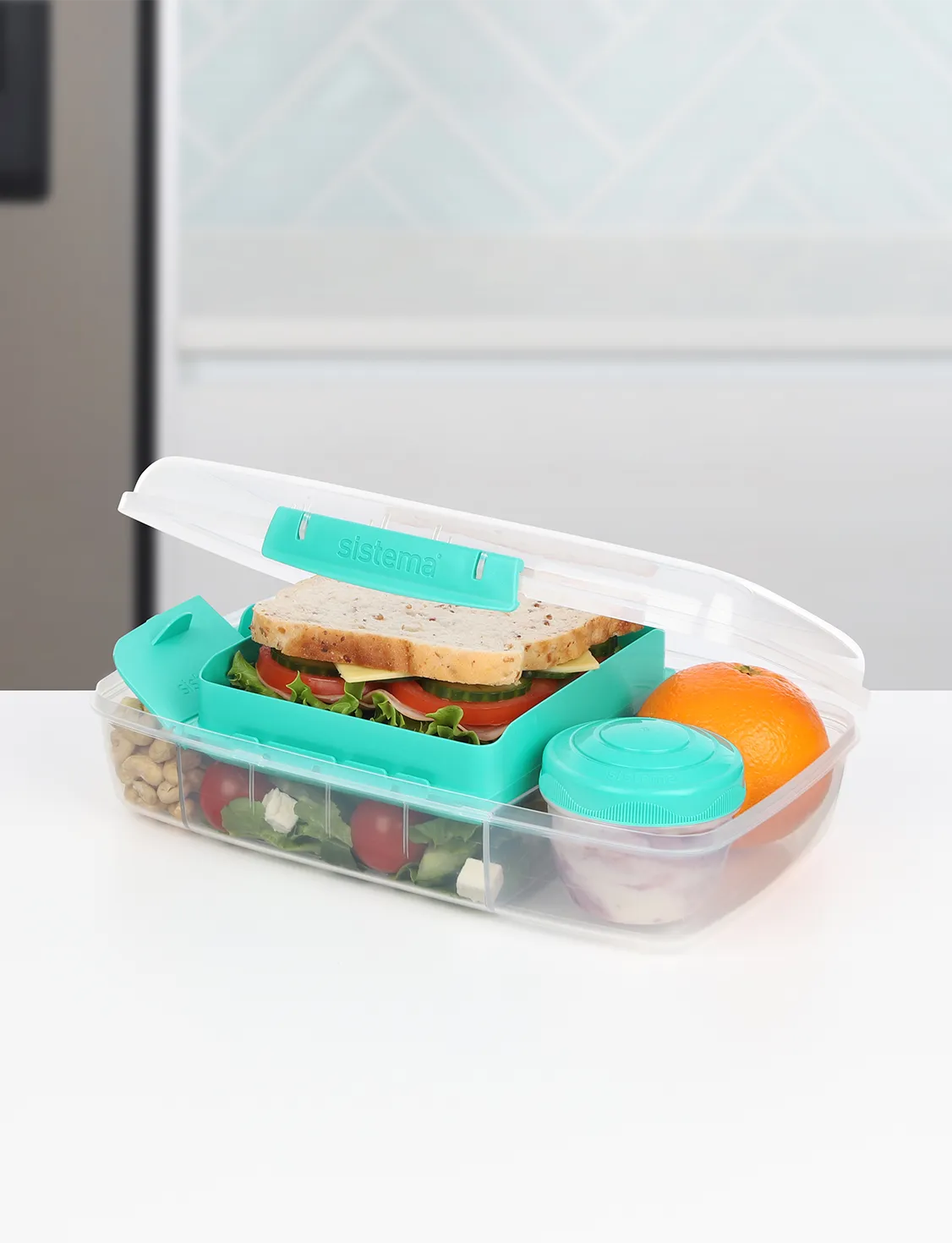 1.76L Bento Box To Go - with Yogurt Pot - Teal