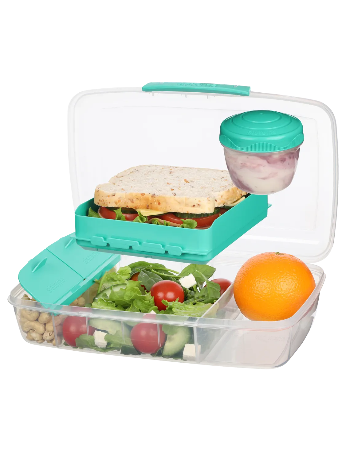 1.76L Bento Box To Go - with Yogurt Pot - Teal