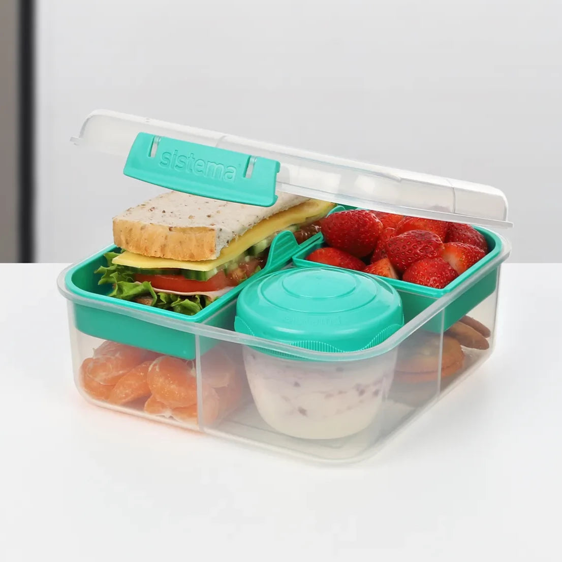 Sistema 1.24L Lunch Stack Square to Go Assorted Colours, Polypropylene,  1.24 Litre