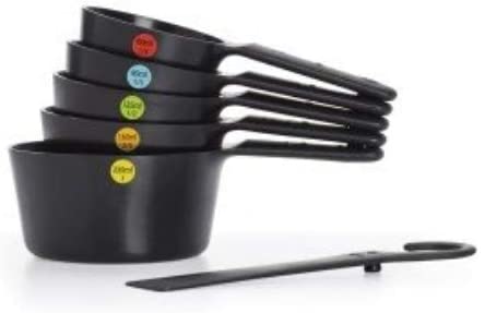 6 Piece Plastic Measuring Cups Black