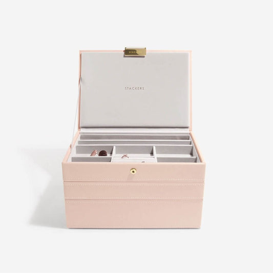 Classic Set of 3 Jewellery Box- Blush Pink & Champaign Gold