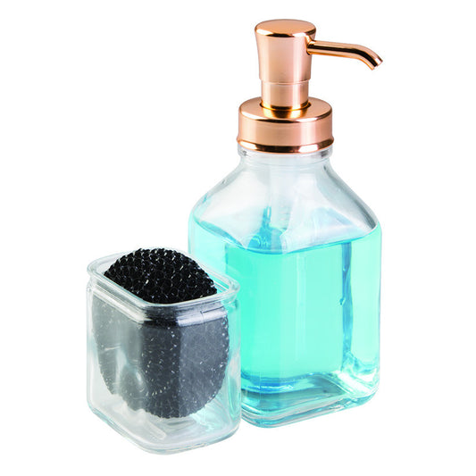 Cora Soap Pump Caddy - Clear/Copper - The Organised Store