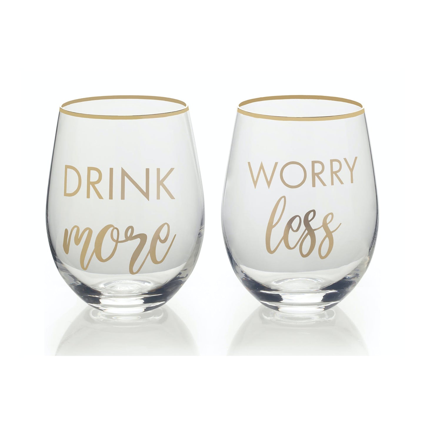 Mikasa Cheers Set Of 2 Stemless Drink More And Worry Less Wine Glasses