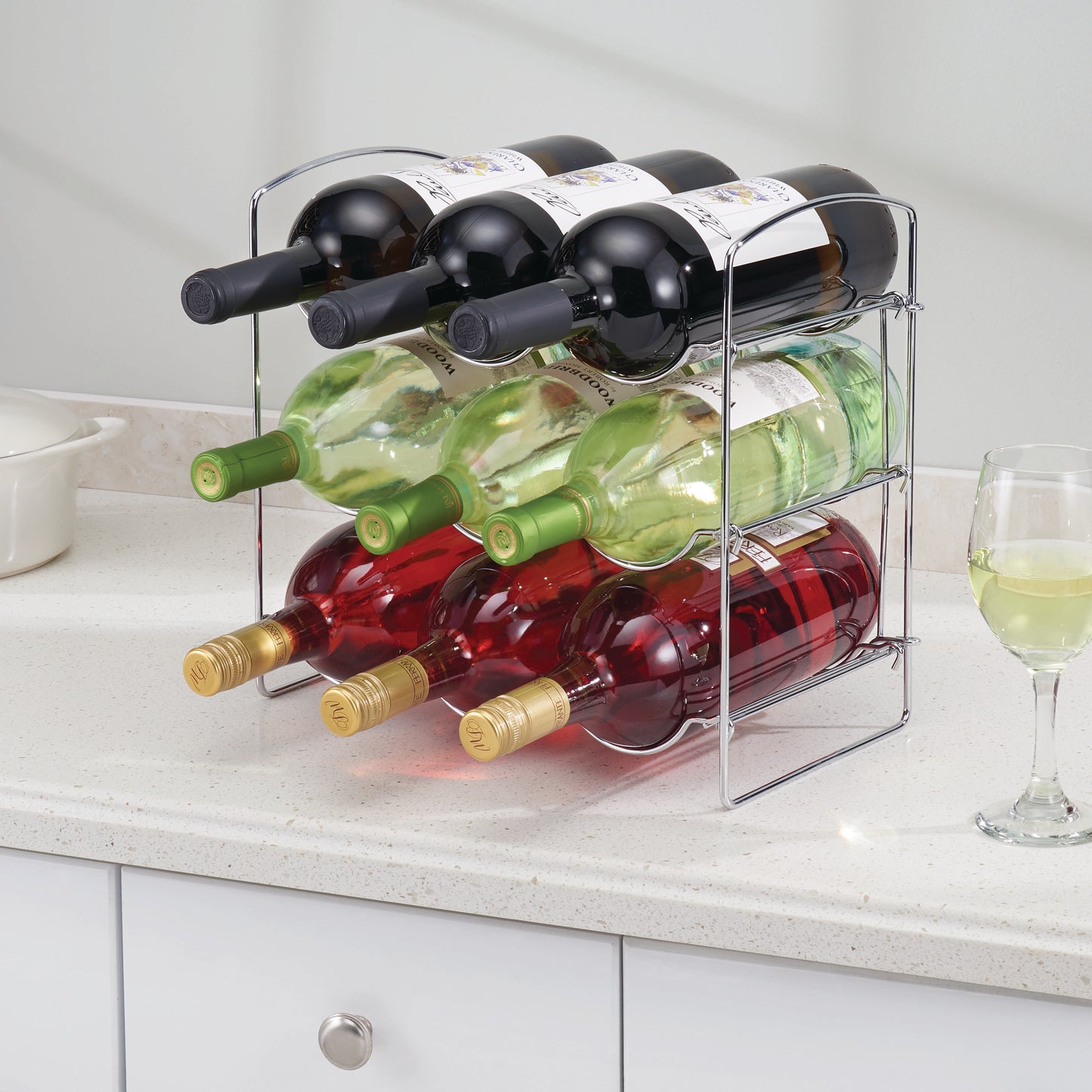 9 Bottle Wine Rack Chrome