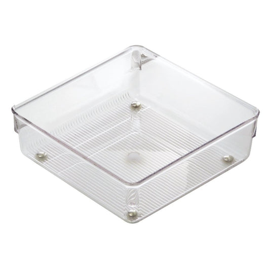 LINUS Square Drawer Organiser 6 x 6 x 2 - Clear - The Organised Store