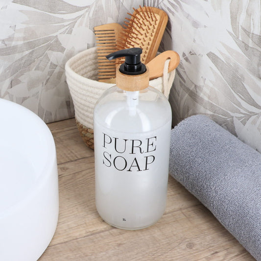 Glass Bamboo Soap Dispenser Bottle- Various Sizes