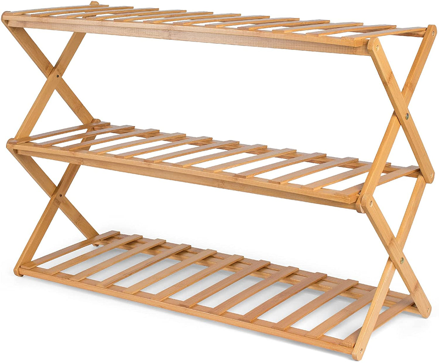 Natural Bamboo Foldable Shoe Storage Rack