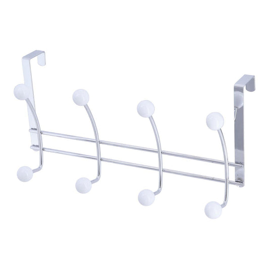 Metal Hook Rack 8 Ceramic Balls - Chrome/White