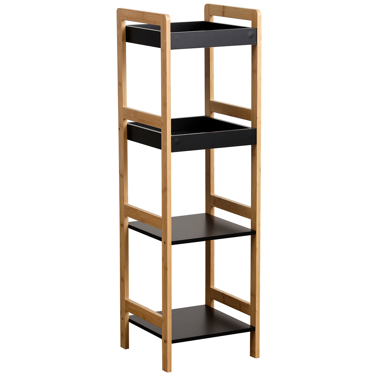 Bamboo Furniture +4 MDF Shelves - Bamboo/Black