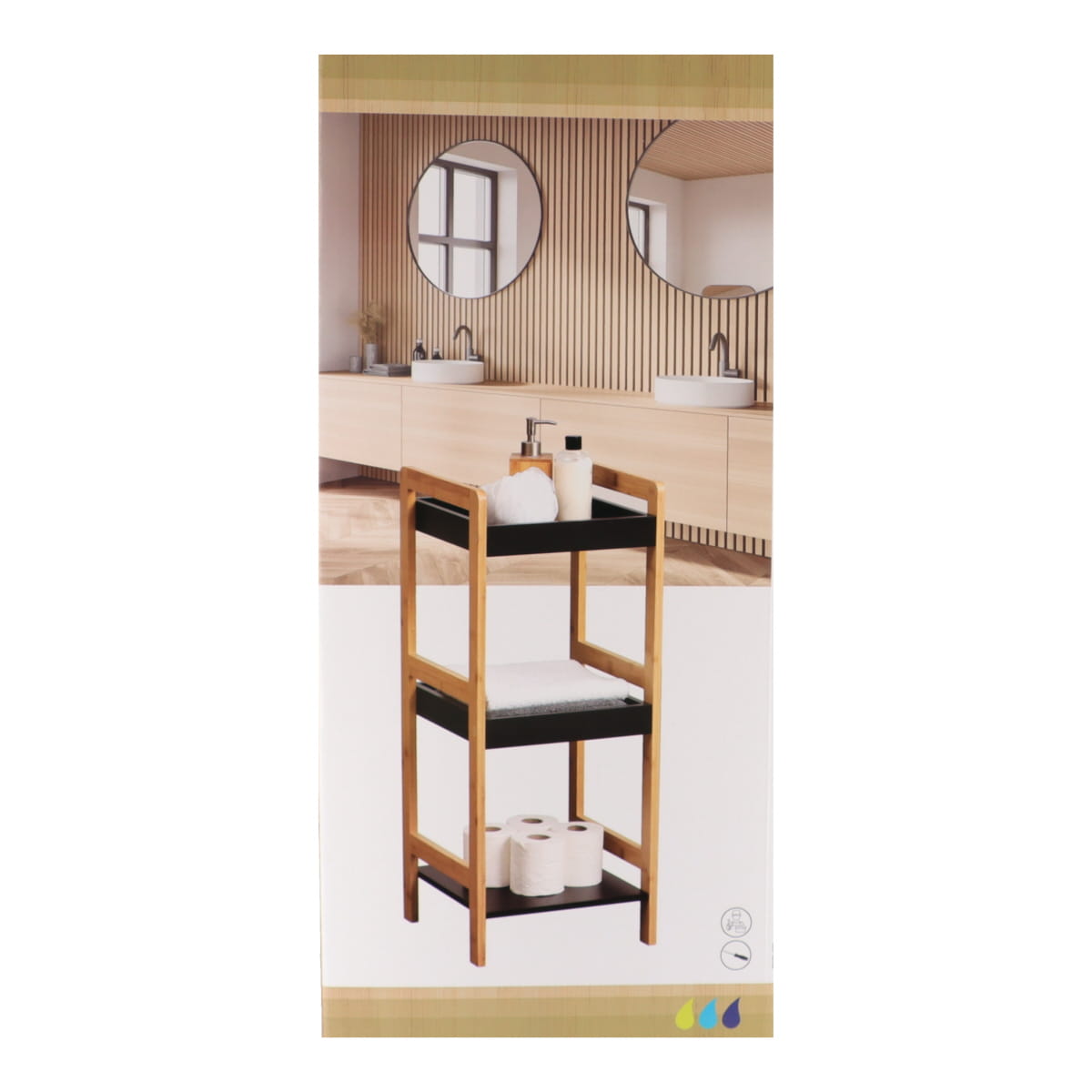 Bamboo Furniture + 3MDF Shelves Bamboo/Black