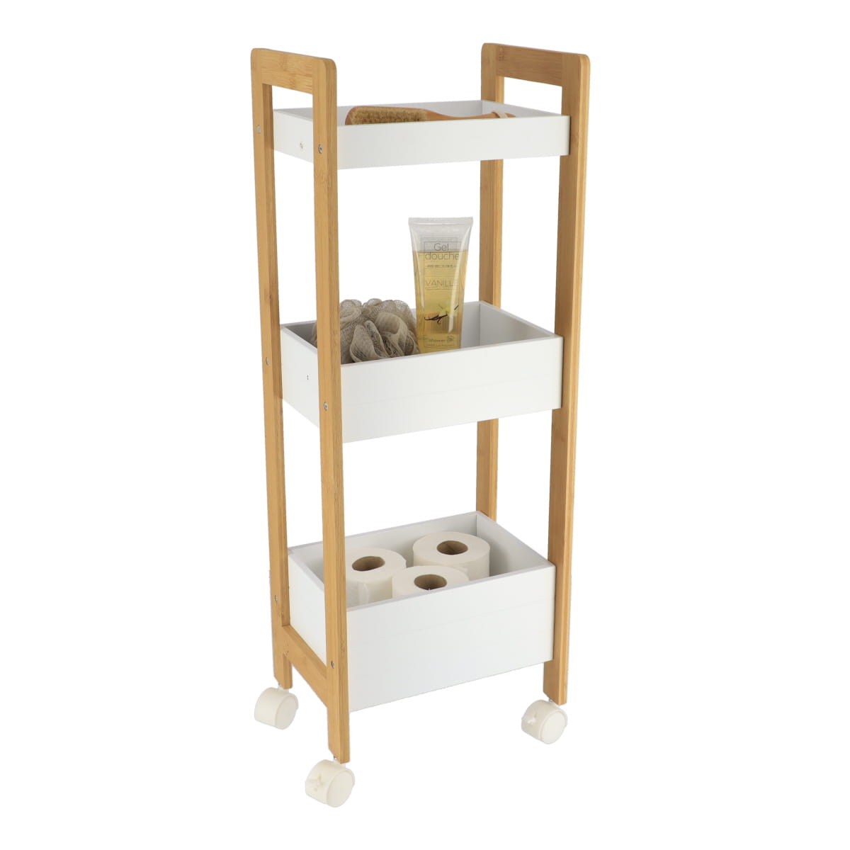 Bamboo & White or Black Slim Trolley