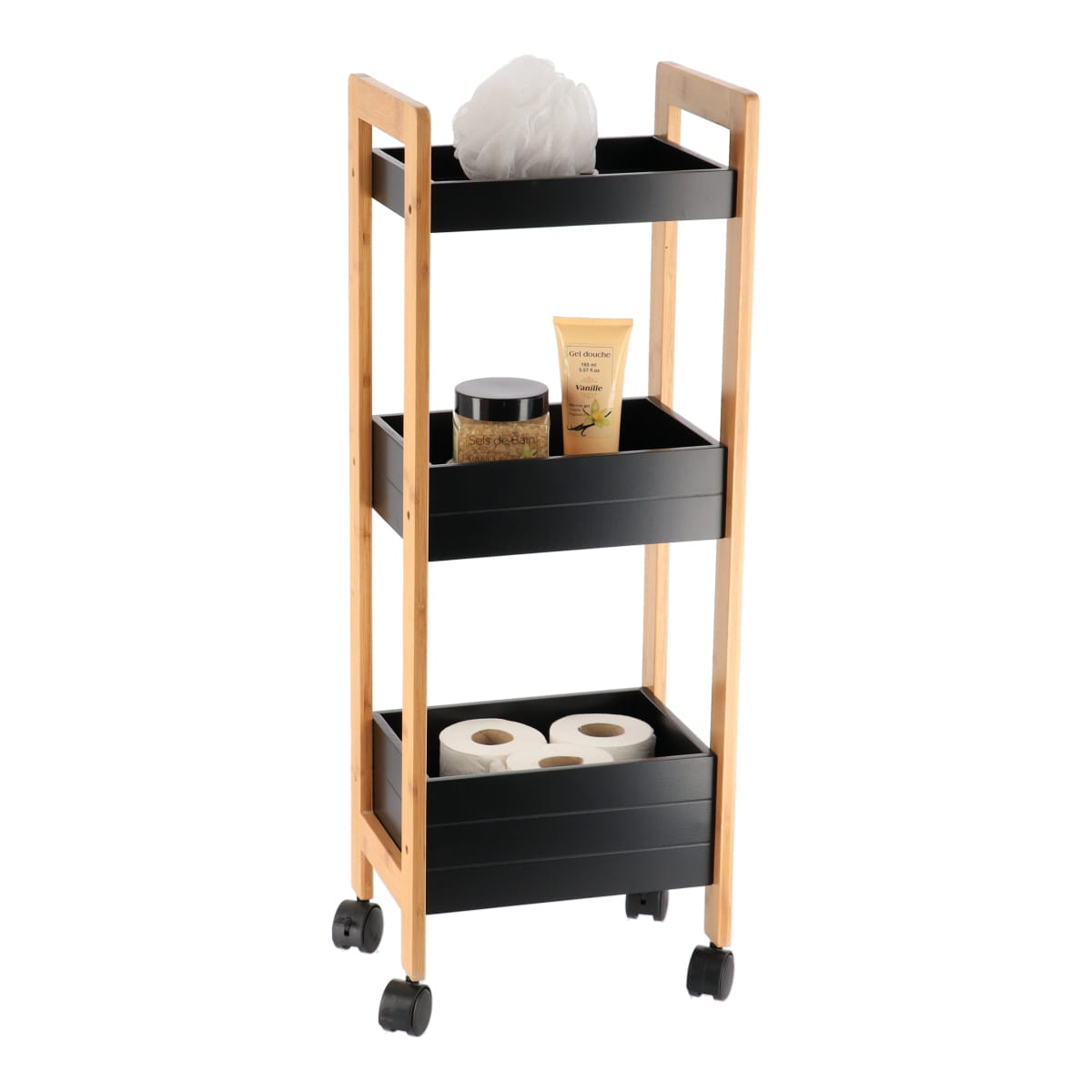 Bamboo & White or Black Slim Trolley