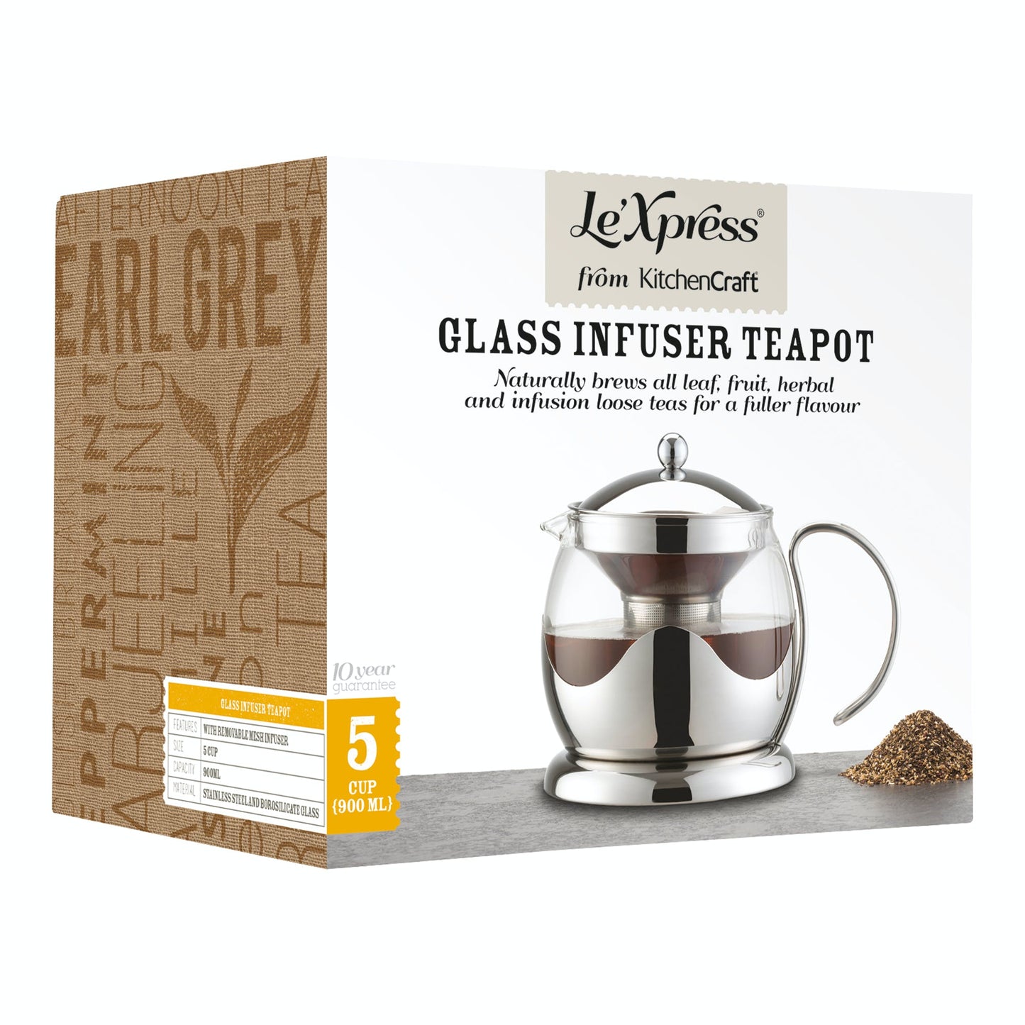 Le’Xpress Glass 900ml Infuser Teapot