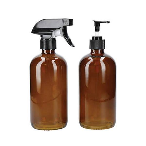 Glass Refillable Spray and Pump Bottles-Set of 2