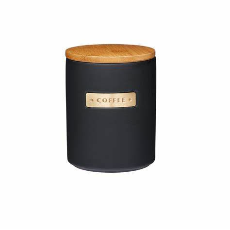 MasterClass Stoneware and Brass Effect Coffee Canister with Airtight Bamboo Lid