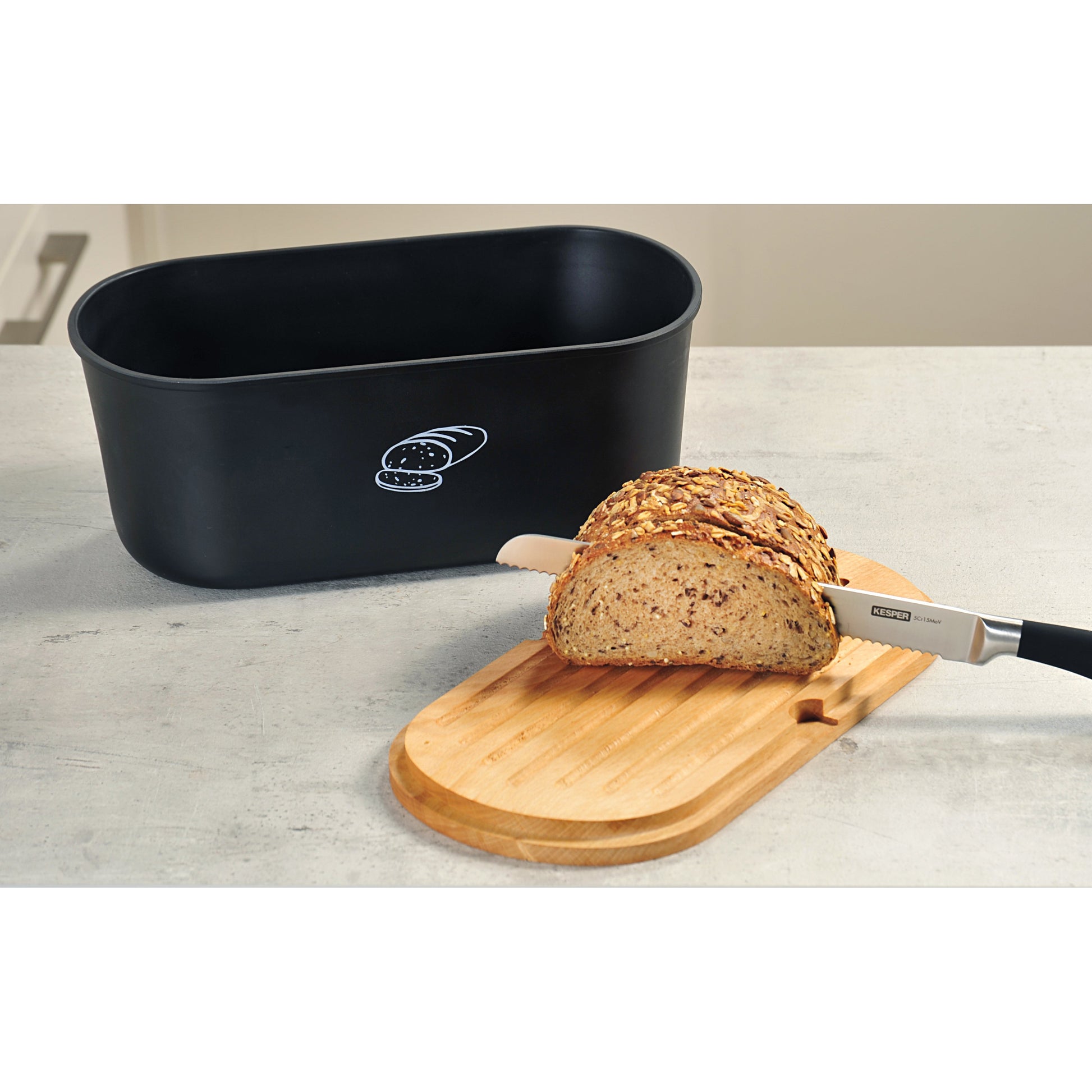 Breadbox Matt Black & Board - The Organised Store